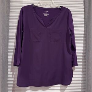 Van Heusen Purple V-Neck Top- NWOT